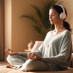 afbeelding-begeleide-meditatie-vrouw-koptelefoon-thuis